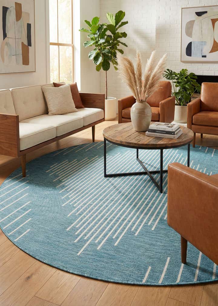 7' 10 x 7' 10 Easy-Clean Modern Indoor / Outdoor Round Rug