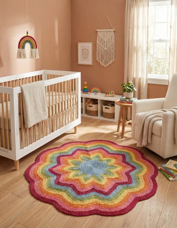 4' 1 x 4' 1 Hand Braided Happy Rugs Jawbreaker Poppy Round