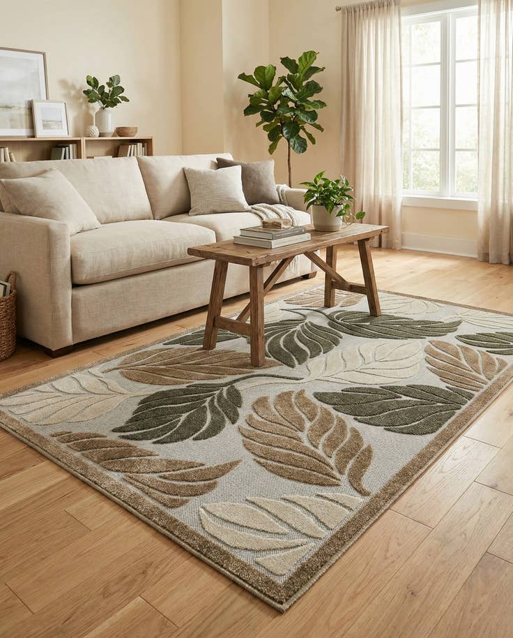 Detail image of 5' x 8' Easy-Clean Botanical Indoor / Outdoor Rug