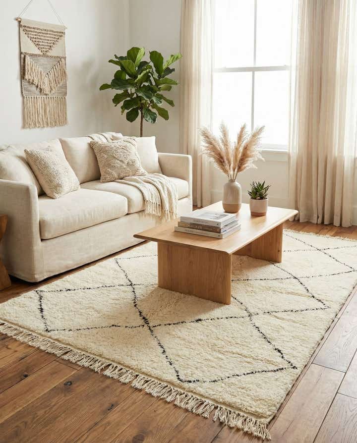 4' 10 x 7' 9 Hand Knotted Moroccan Wool Rug