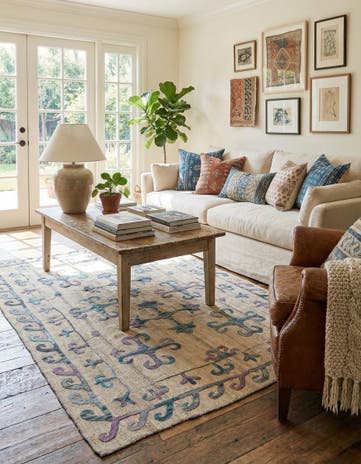 4' x 6' 7 Hand Woven Kilim Suzani Wool Rug