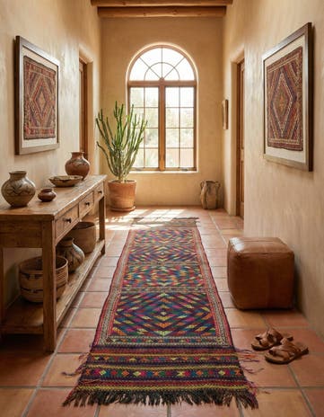 2' 3 x 10' 2 Hand Knotted Kilim Fars Persian Wool Runner Rug