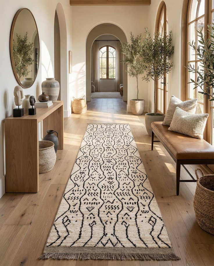 Detail image of 3' 4 x 12' 10 Hand Knotted Moroccan Wool Runner Rug