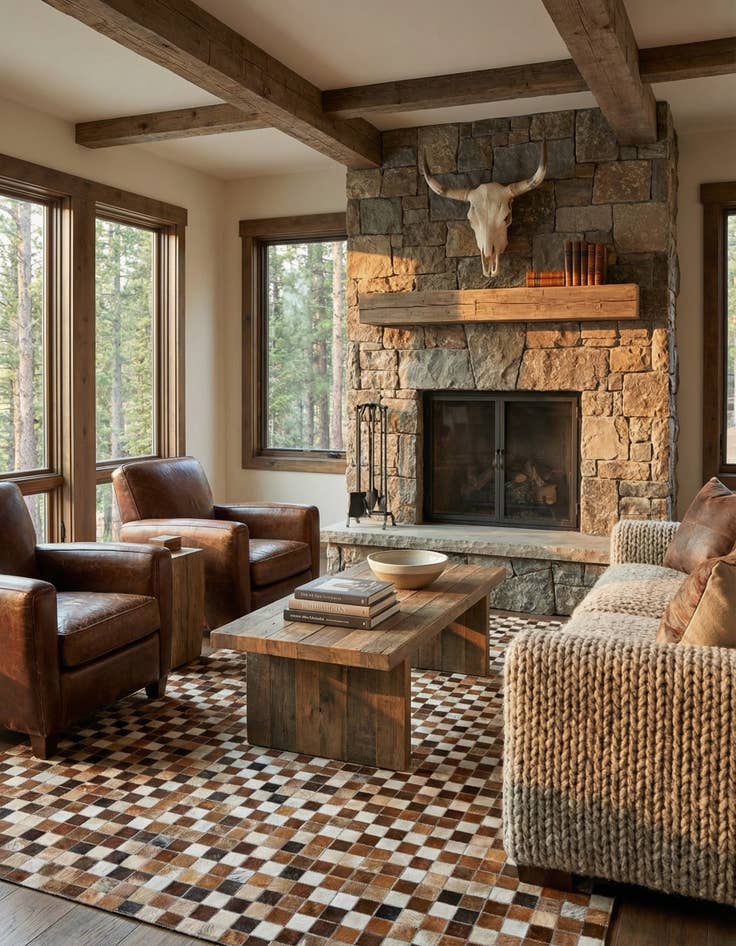 Detail image of 5' x 8' Cowhide Stocks Rug