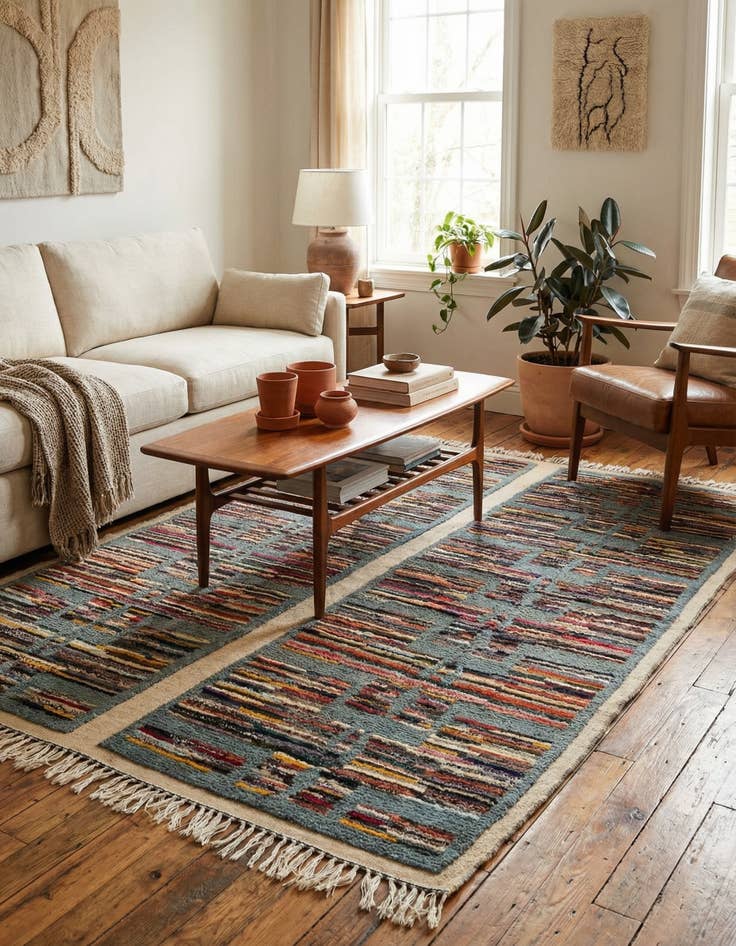 Detail image of  5' 9 x 8' 3  Hand Knotted Moroccan Wool Rug