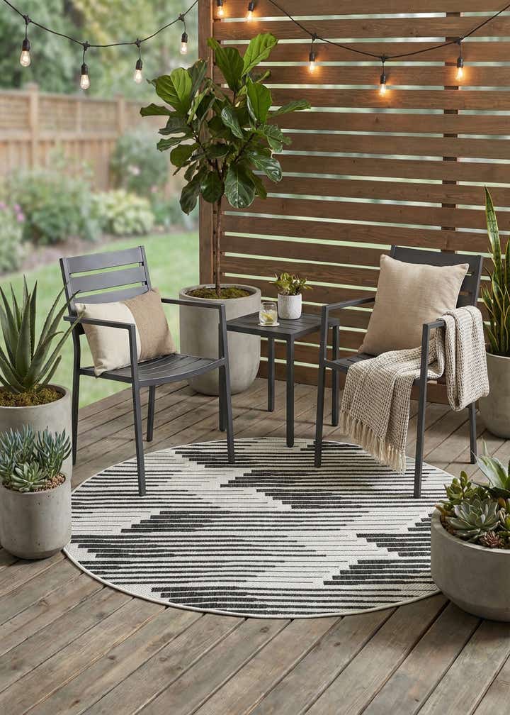 4' 1 x 4' 1 Easy-Clean Modern Indoor / Outdoor Round Rug