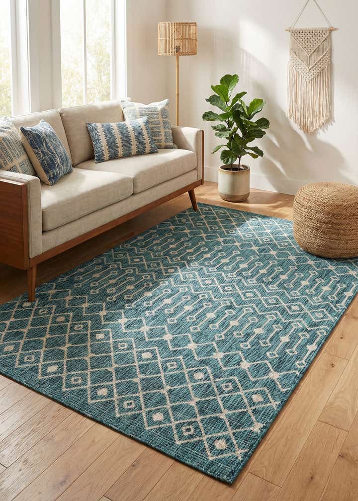 5' 3 x 8' Easy-Clean Lattice Indoor / Outdoor Rug