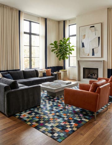 5' 1 x 8' Cowhide Leather Rug