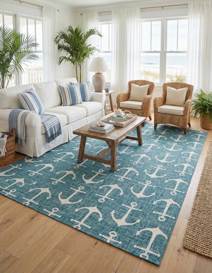 Detail image of  10' x 14'  Washable Coastal Indoor / Outdoor Rug
