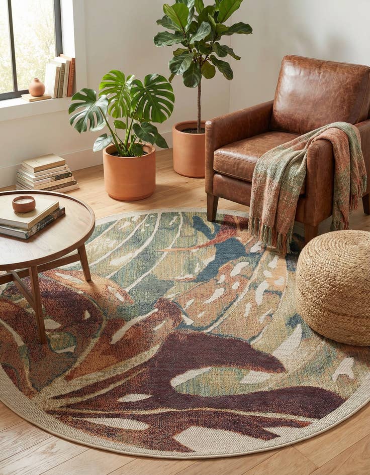 Detail image of  7' x 7'  Washable Baja Indoor / Outdoor Round Rug