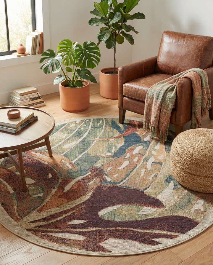 7' x 7' Easy-Clean Baja Indoor / Outdoor Round Rug