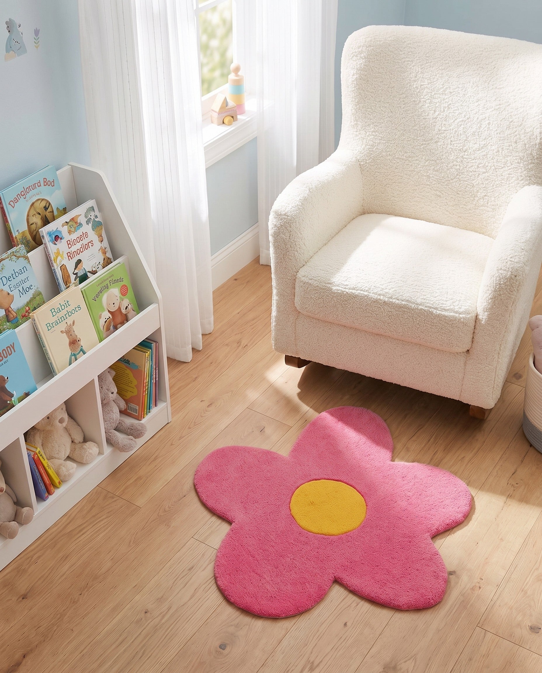 2' 2 x 2' 2 Happy Rugs Funky Flower Wool Round