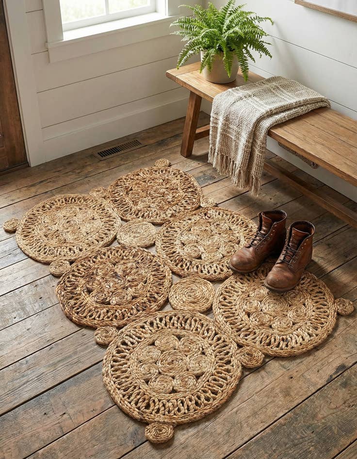 Detail image of 2' x 3' 1  Hand Braided Jute Rug