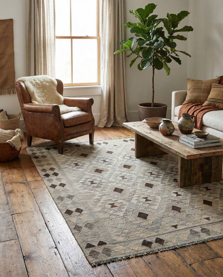 Detail image of 5' 3 x 6' 7 Hand Woven Kilim Maymana Wool Rug