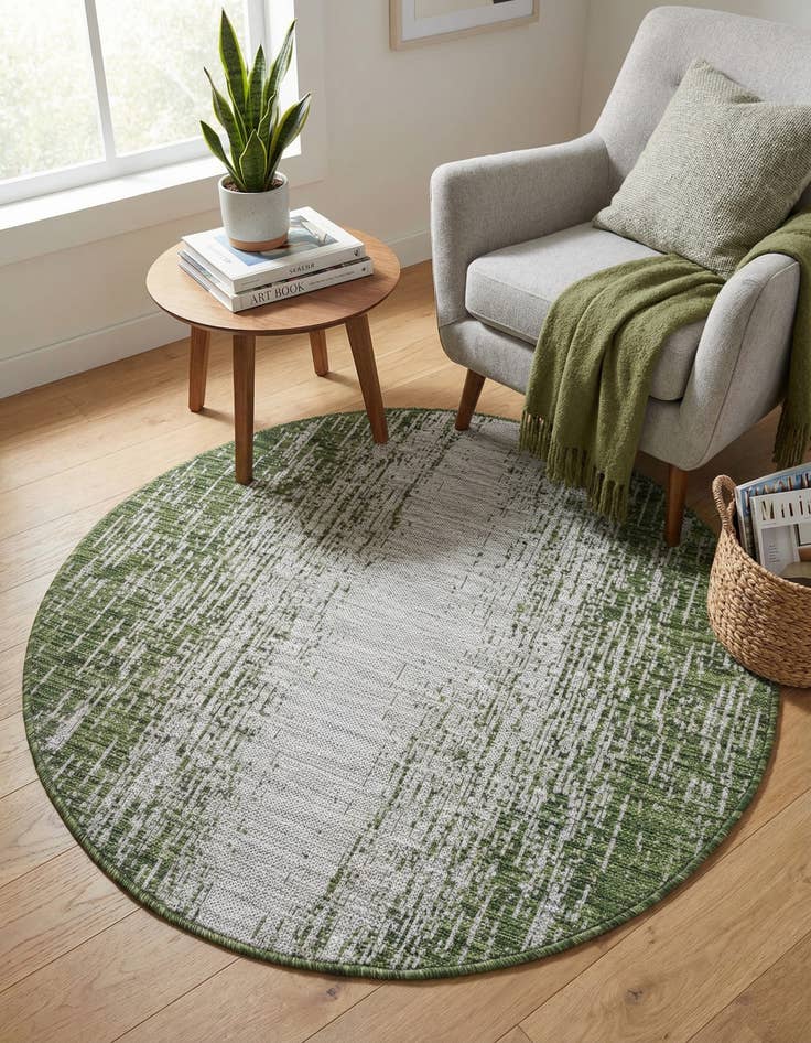 Detail image of 4' x 4'  Washable Modern Indoor / Outdoor Round Rug