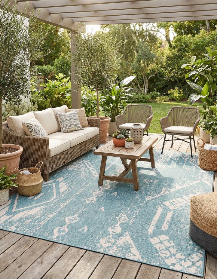 9' x 12' Easy-Clean Bohemian Indoor / Outdo...