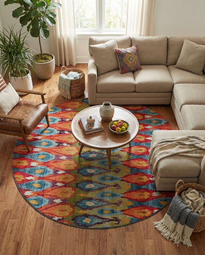 8' x 8' Easy-Clean Modern Indoor / Outdoor Round Rug