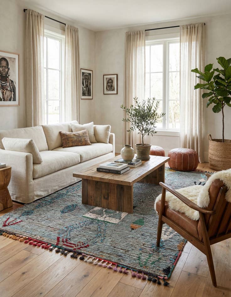 Detail image of  5' x 8'  Hand Knotted Moroccan Wool Rug