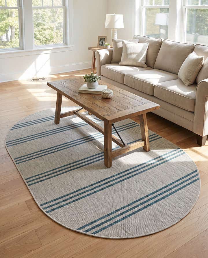5' 3 x 8' Easy-Clean Jill Zarin Anguilla Indoor / Outdoor Oval Rug