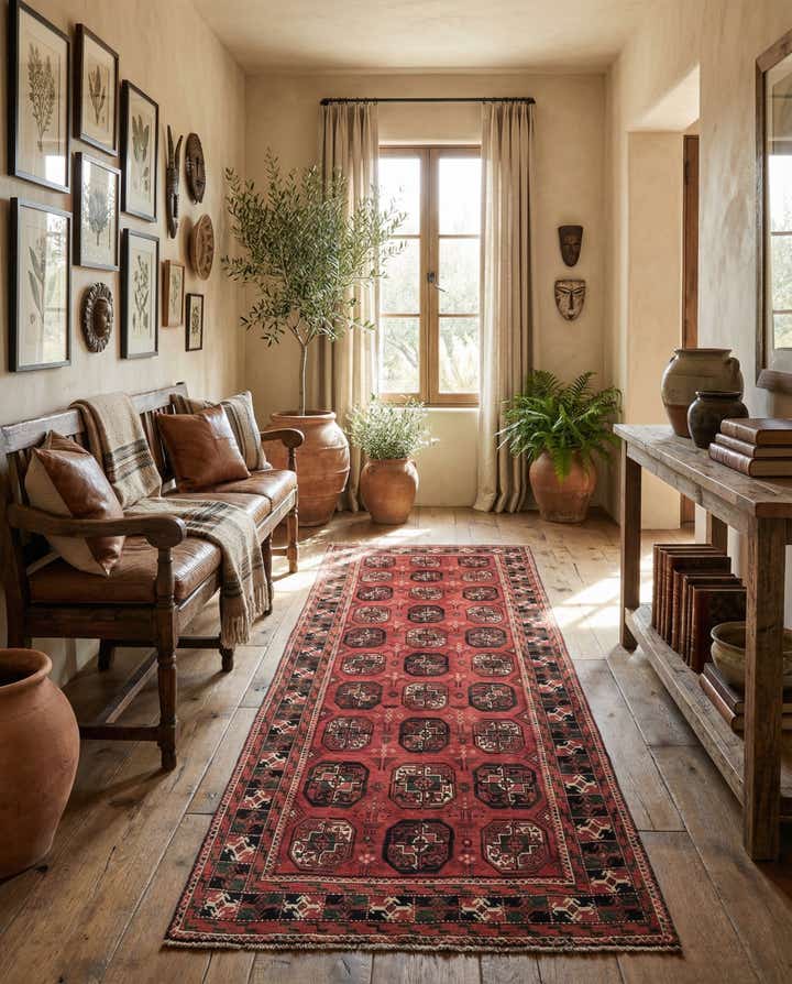4' x 9' 8 Hand Knotted Shiraz Persian Wool Runner Rug