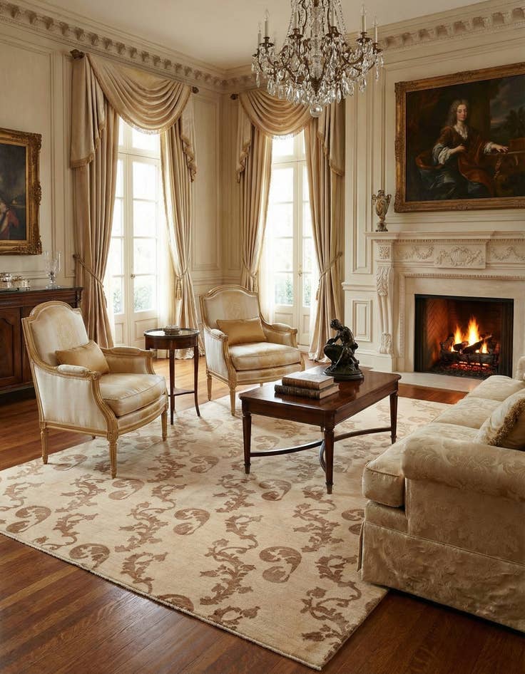 Detail image of 5' 3 x 7' 11  Hand Knotted Isfahan Persian Rug