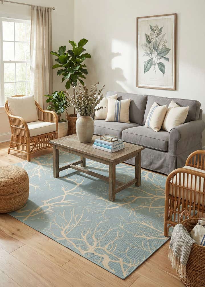 8' x 11' 4 Easy-Clean Botanical Indoor / Outdoor Rug