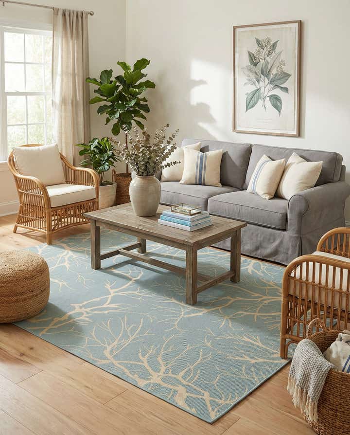 8' x 11' 4 Easy-Clean Botanical Indoor / Outdoor Rug