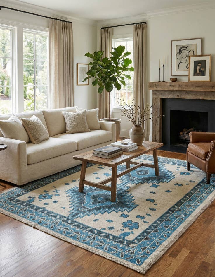 Detail image of 8' x 9' 9  Hand Knotted Oushak Wool Rug