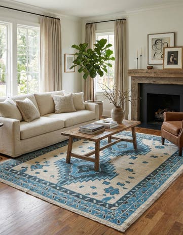 8' x 9' 9 Hand Knotted Oushak Wool Rug