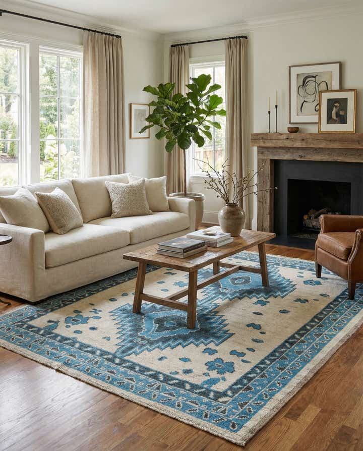 8' x 9' 9 Hand Knotted Oushak Wool Rug