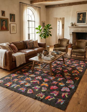 6' 1 x 9' 7 Hand Woven Kilim Suzani Wool Rug
