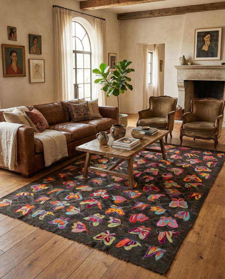 Detail image of 6' 1 x 9' 7 Hand Woven Kilim Suzani Wool Rug