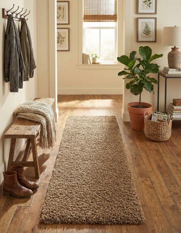 2' x 6' 5 Solid Shag Runner Rug