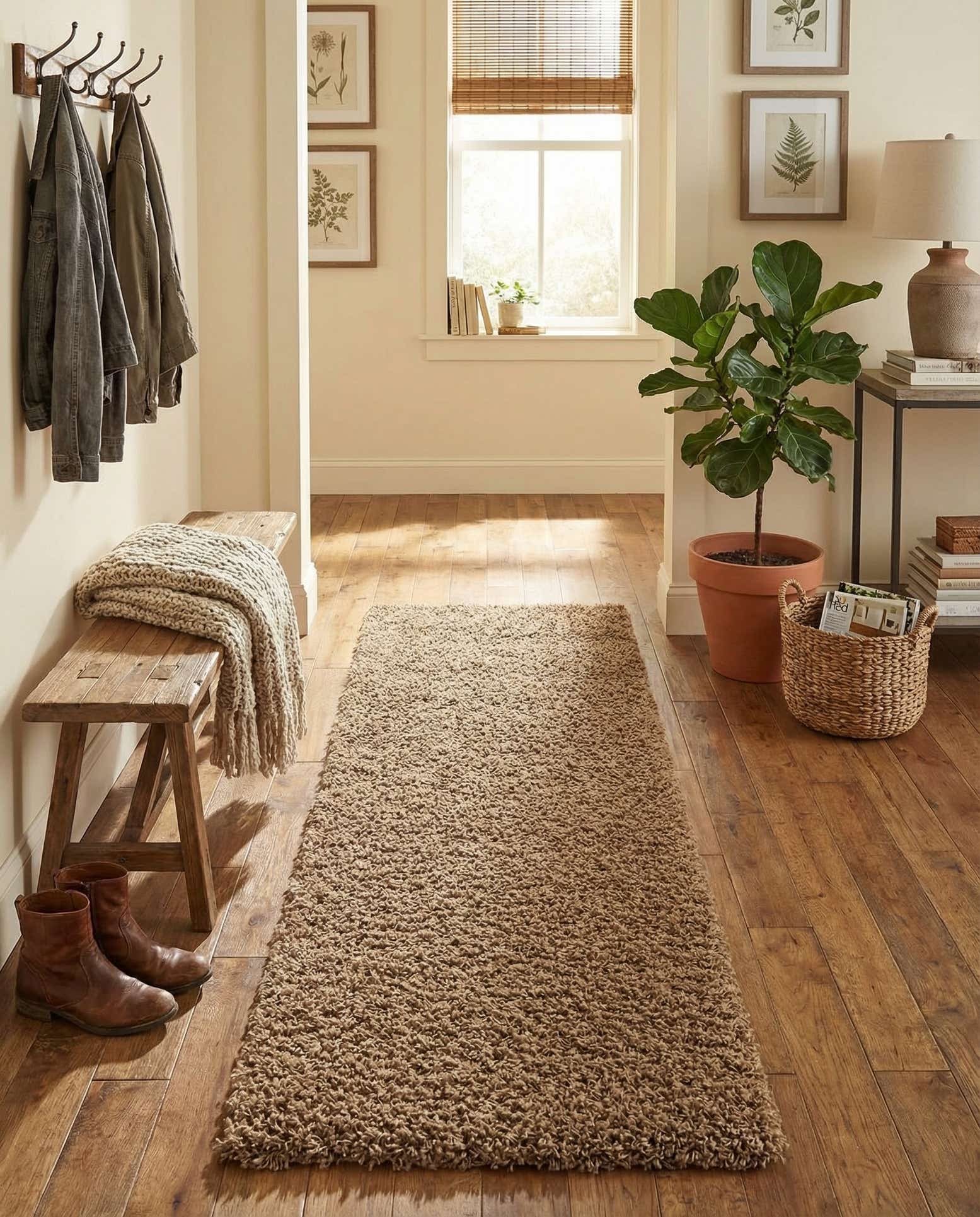 2' x 6' 5 Solid Shag Runner Rug