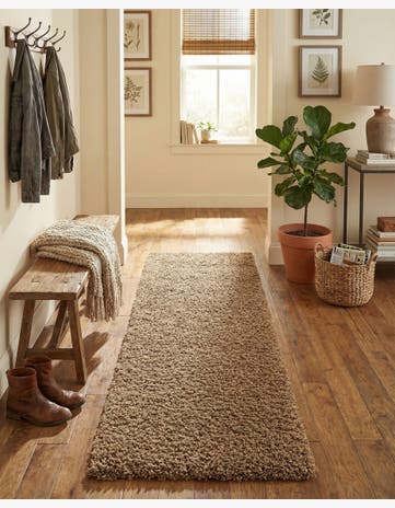 2' x 6' 5 Solid Shag Runner Rug