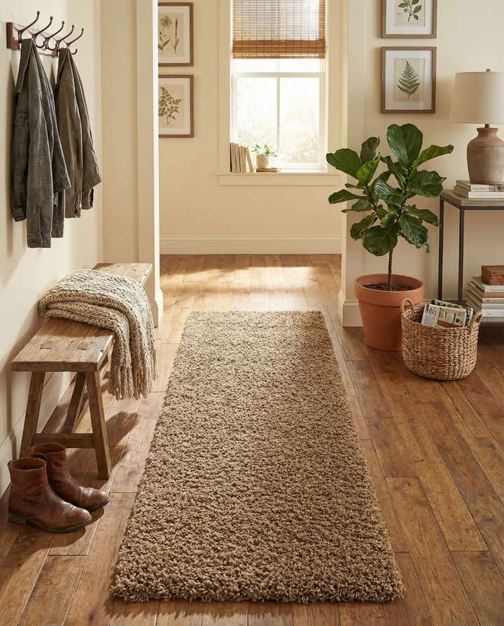 2' x 6' 5 Solid Shag Runner Rug