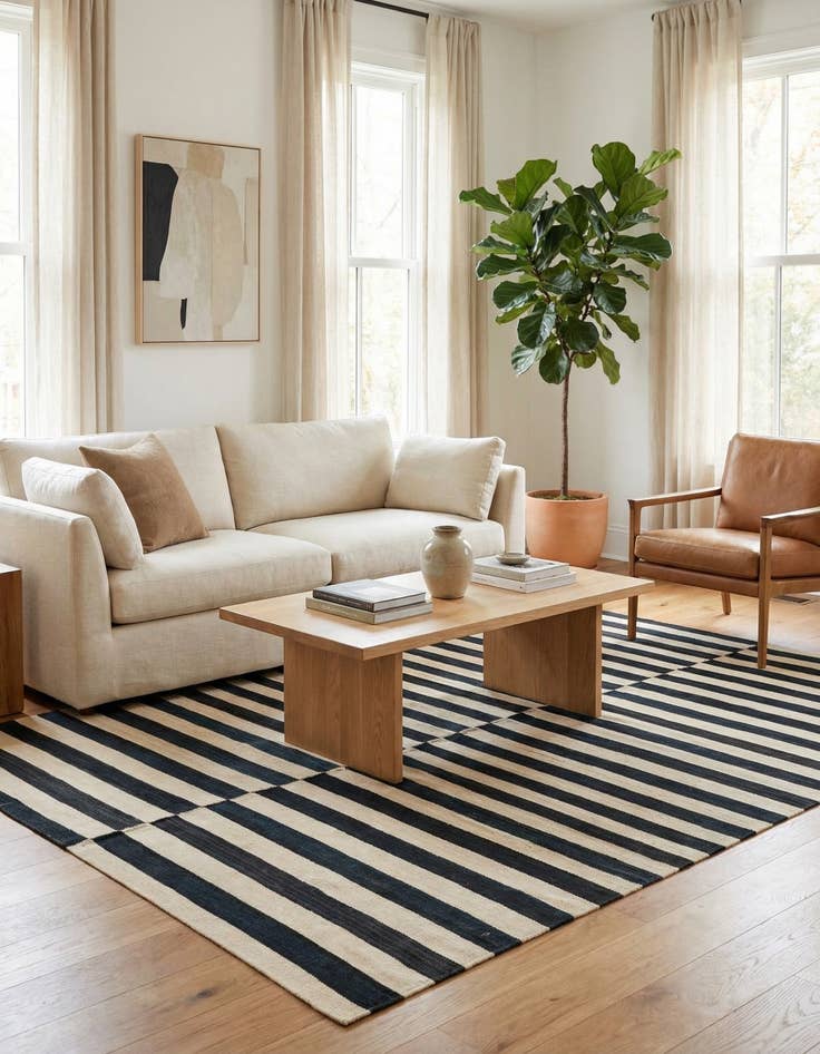 Detail image of 5' 4 x 6' 9  Hand Woven Kilim Modern Wool Rug