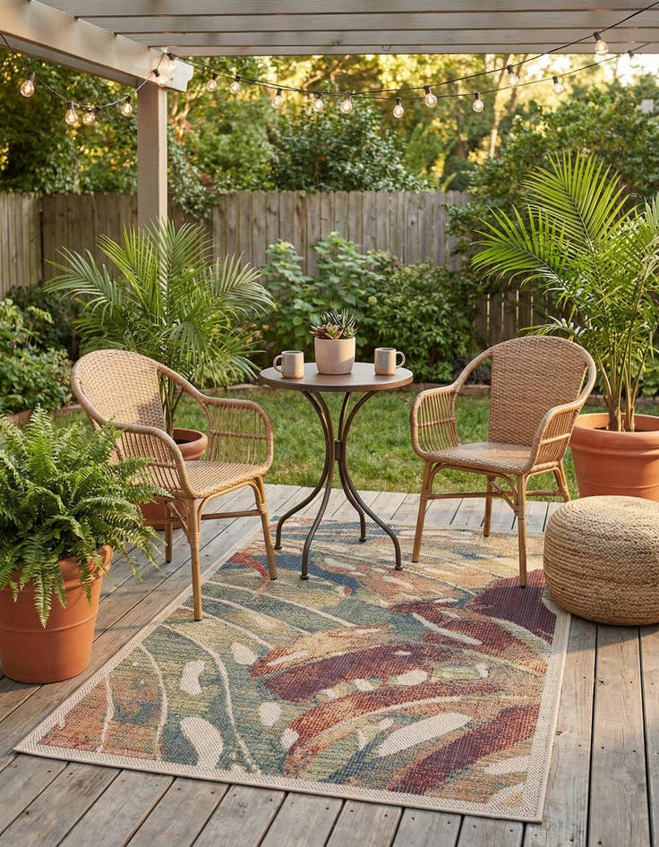 Detail image of 3' 1 x 5' 1  Washable Baja Indoor / Outdoor Rug