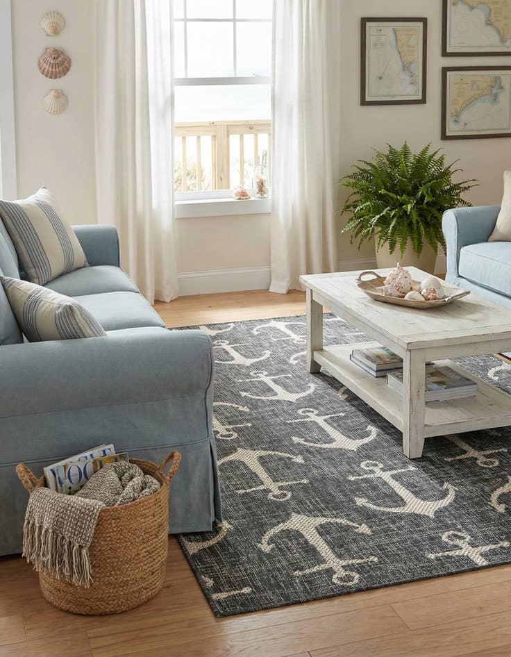Detail image of 4' x 6'  Washable Coastal Indoor / Outdoor Rug