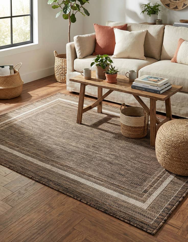 Detail image of 3' 1 x 5' 3  Washable Border Indoor / Outdoor Rug