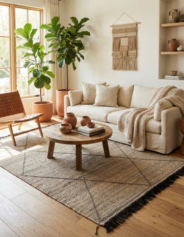 7' x 9' 7 Hand Knotted Moroccan Wool Rug