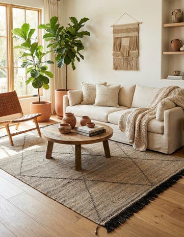 7' x 9' 7 Hand Knotted Moroccan Wool Rug
