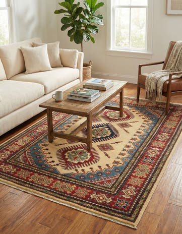 4' 2 x 5' 10 Hand Knotted Kazak Rug
