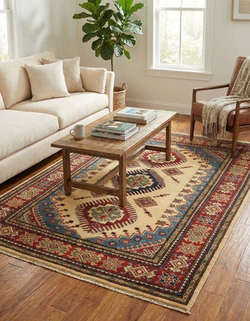 4' 2 x 5' 10 Hand Knotted Kazak Rug