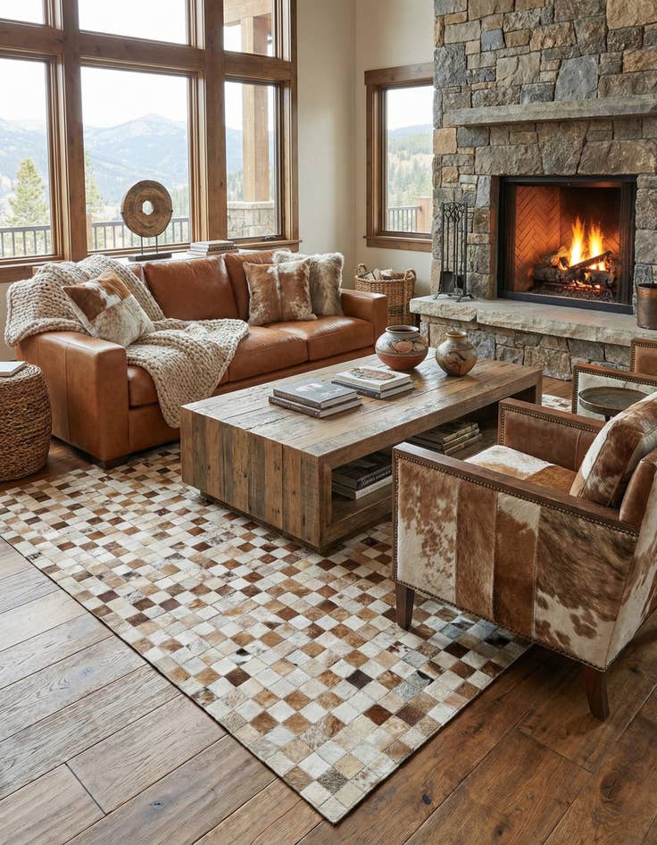 Detail image of 5' x 8' Cowhide Leather Rug