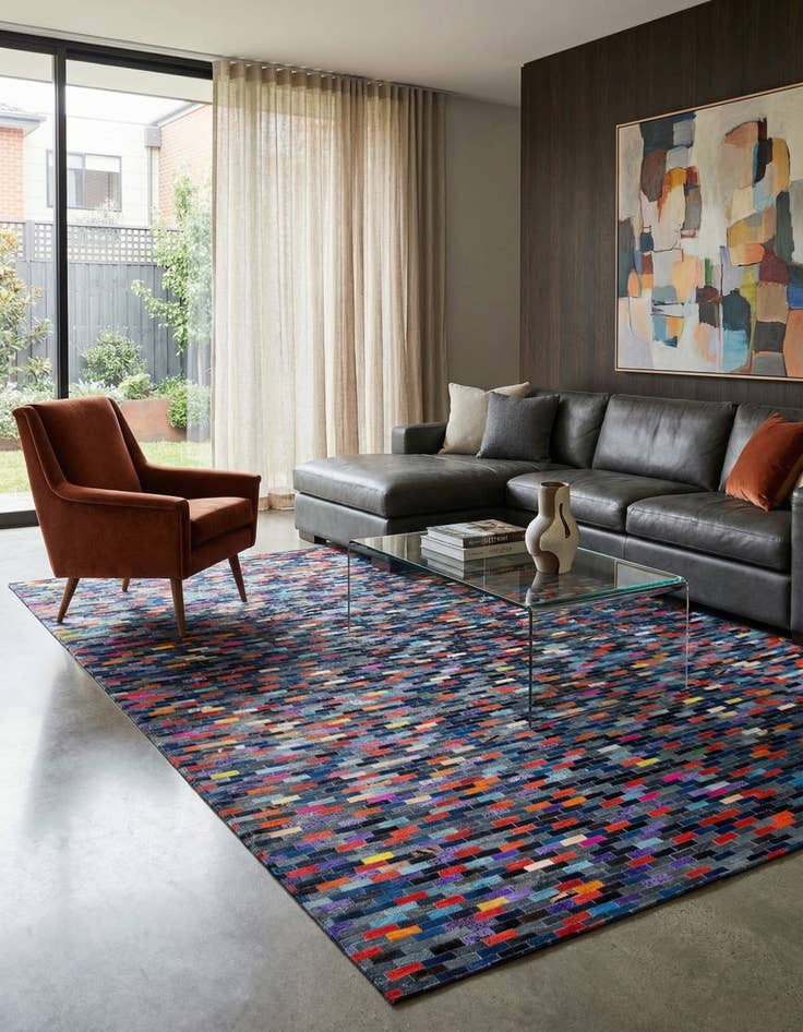 Detail image of  8' 1 x 9' 10 Cowhide Leather Rug