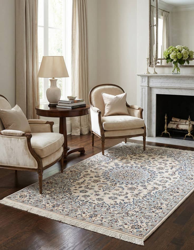 Detail image of  3' 4 x 5' 3  Hand Knotted Nain Persian Rug