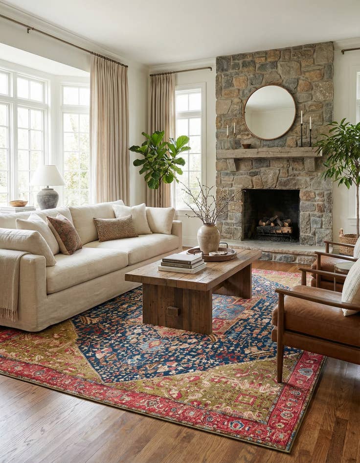 Detail image of  10' x 14'  Washable Traditional Indoor / Outdoor Rug