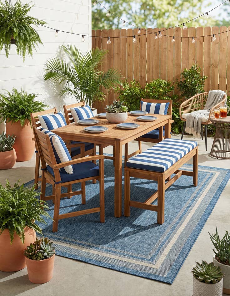 Detail image of 7' 10 x 11'  Washable Border Indoor / Outdoor Rug