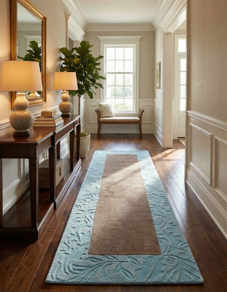 Detail image of  2' 9 x 10'  Hand Knotted Darya Wool Runner Rug